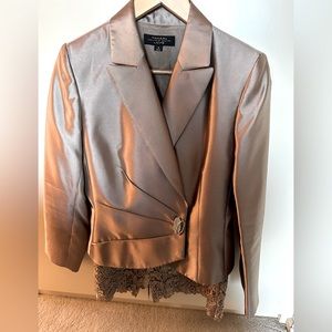 Two-Piece Tahari Luxe Outfit (jacket and skirt). Size 8. Champagne color.